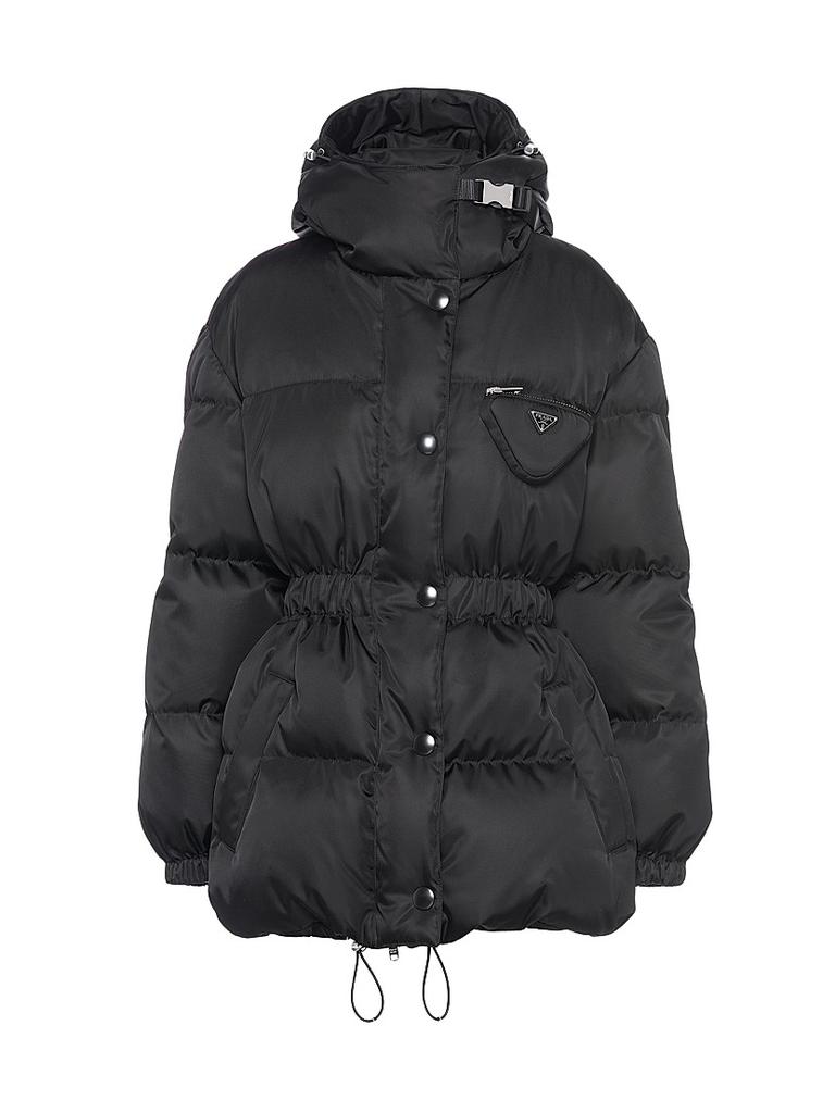 Prada Single-Breasted Wool Jacket with Feather Trim
