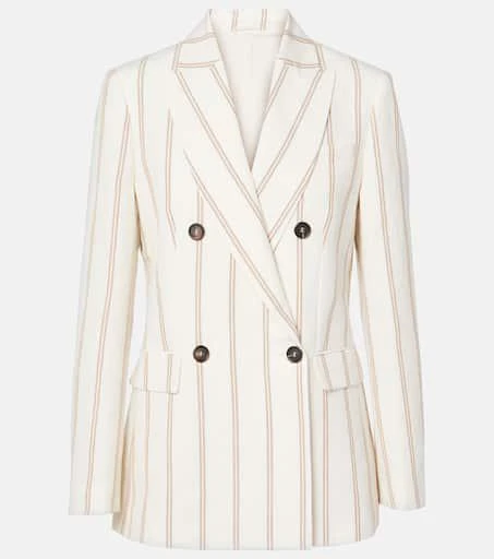 Brunello Cucinelli Striped linen and cotton blazer 1