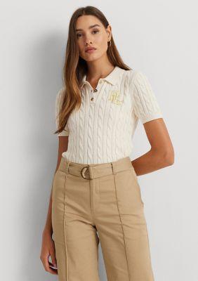 Ralph Lauren Ralph Lauren Cable Knit Cotton Polo Sweater