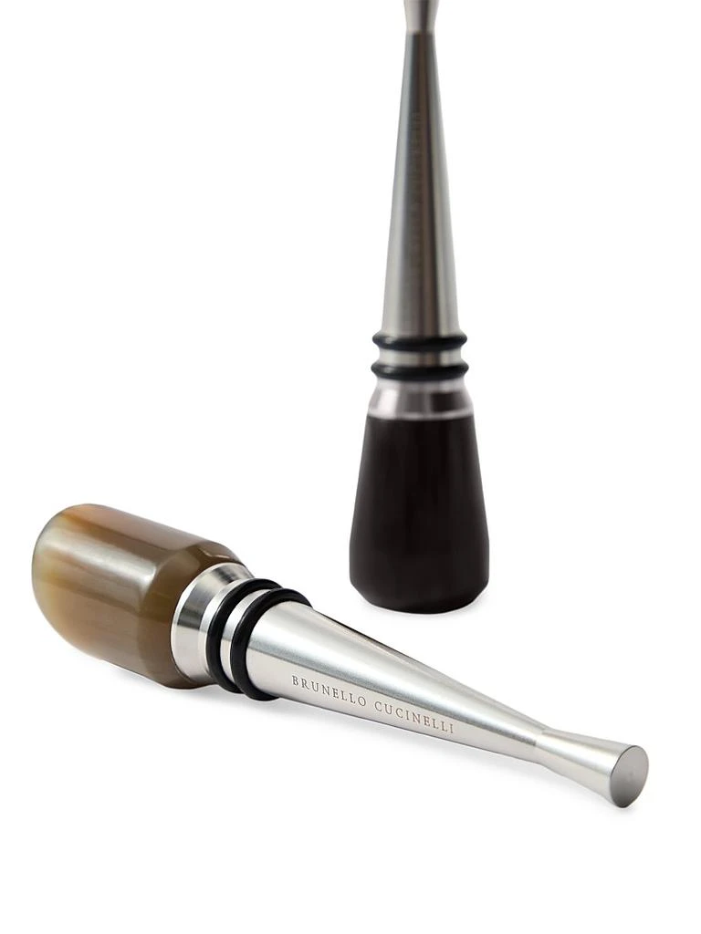 Brunello Cucinelli 2 Piece Buffalo Horn and Steel Stopper Set 3