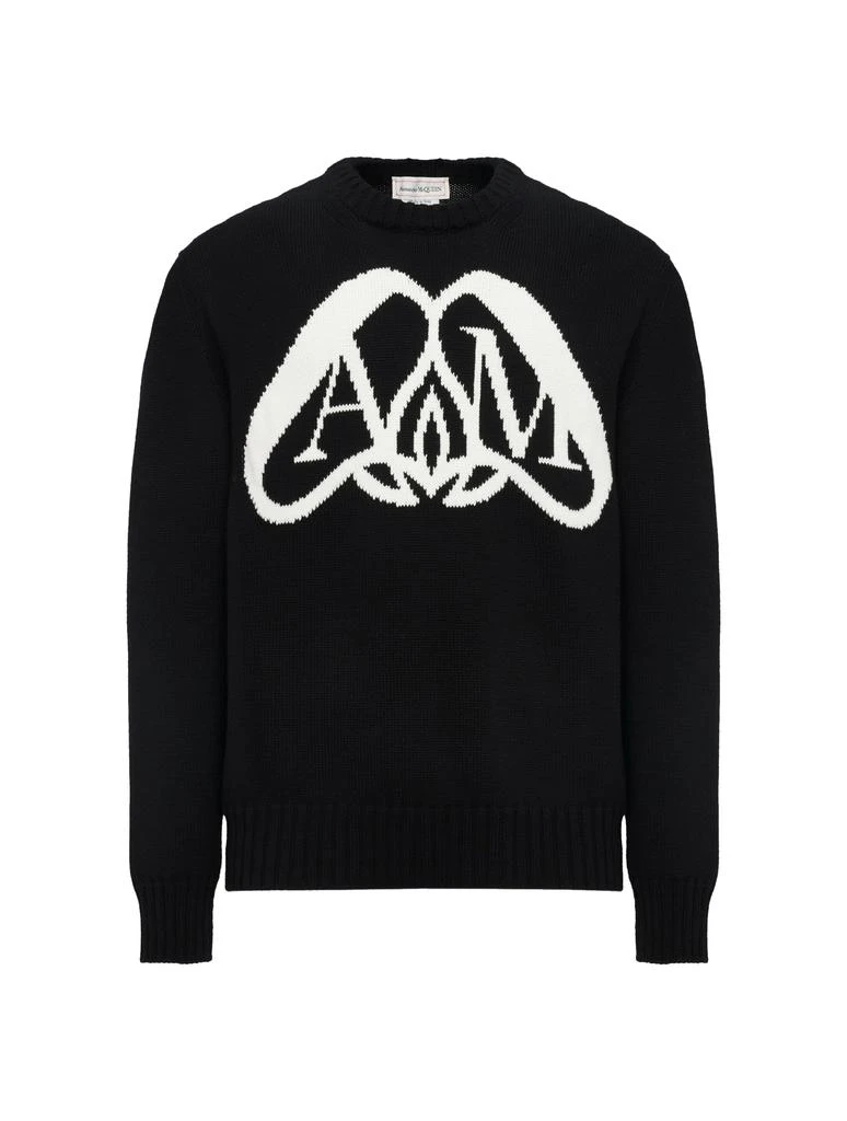 Mcqueen Men`s Seal Logo Jumper in Black/ivory 1