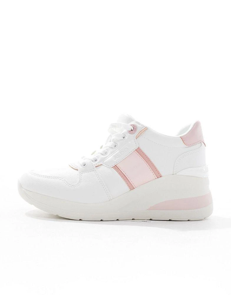 ALDO ALDO Abnerry wedge trainers in white and pink 2