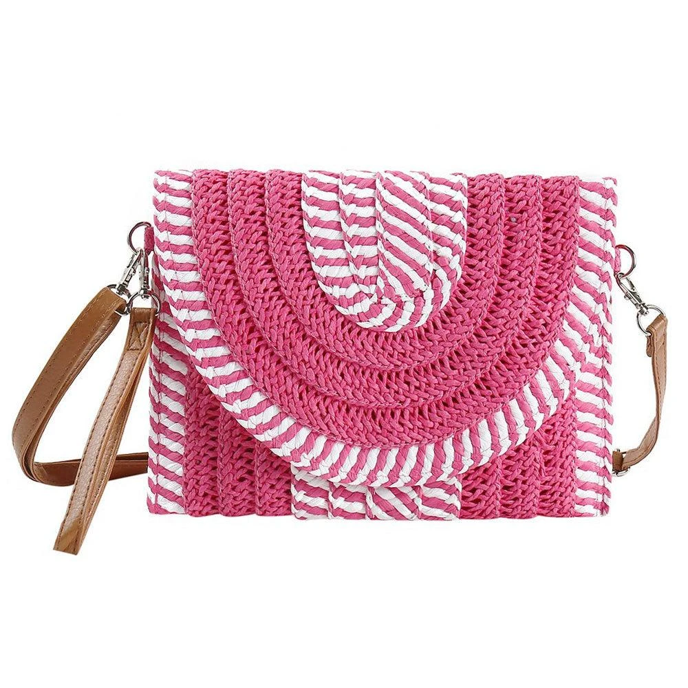 FASHNZFAB Mixed Striped Straw Clutch / Crossbody Bag 2