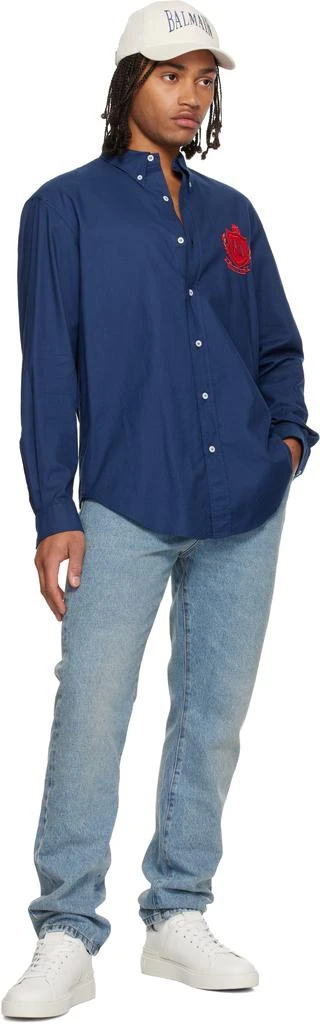 Balmain Navy College Emblem Shirt 4