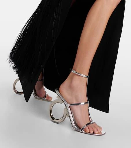 Salvatore Ferragamo Elina 105 metallic leather sandals 4