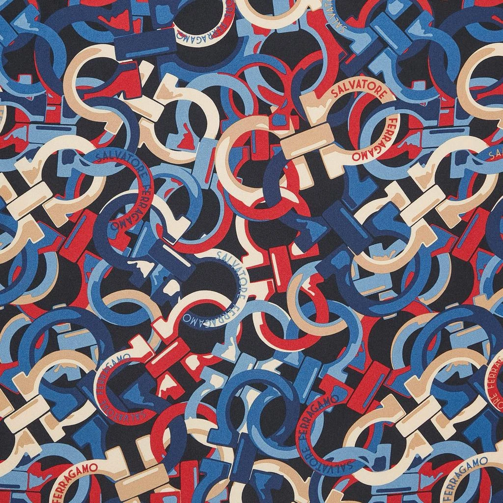 Salvatore Ferragamo Salvatore Ferragamo Navy Blue Logo Print Silk Scarf 2