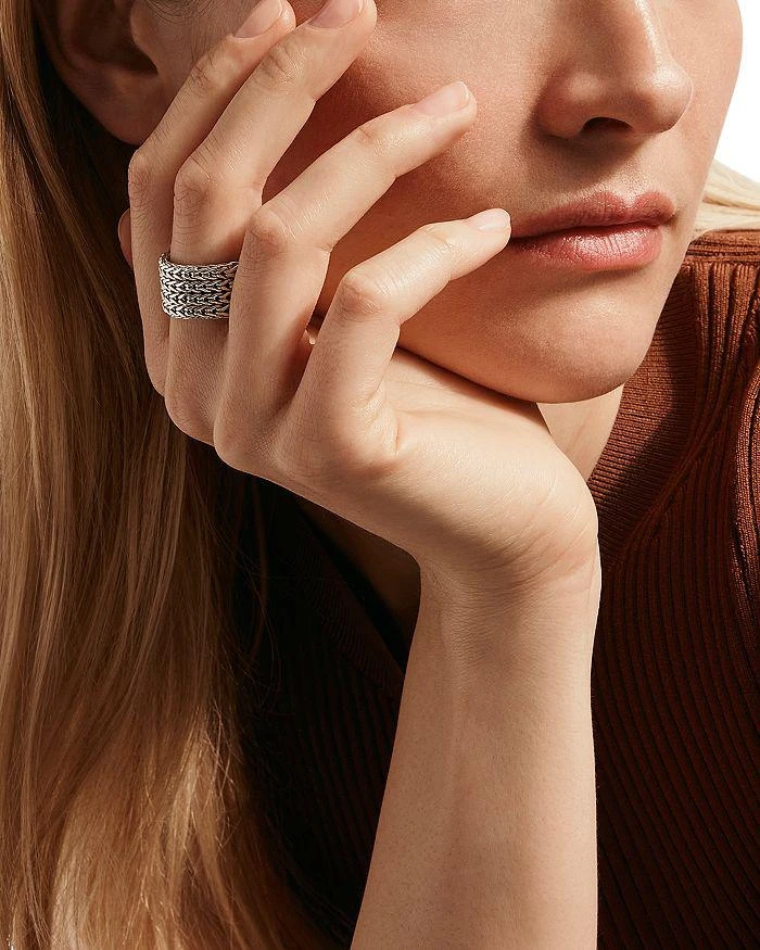 John Hardy Sterling Silver Icon Diamond Multirow Weave Ring 2