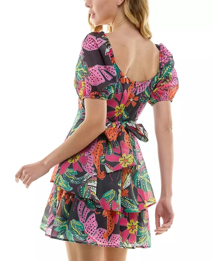 Crystal Doll Juniors' Puff-Sleeve Tie-Back Dress 2