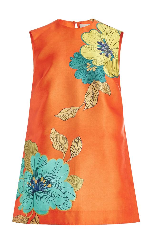 ALÉMAIS ALÉMAIS - Piato Floral-Satin Mini Shift Dress - Orange - AU 14 - Moda Operandi