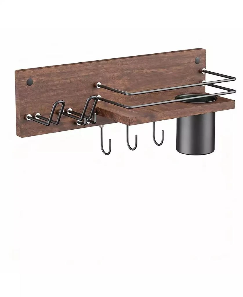 YIGII Wooden Hair Dryer Holder - Wall Mounted, Styling Tools Wall Rack