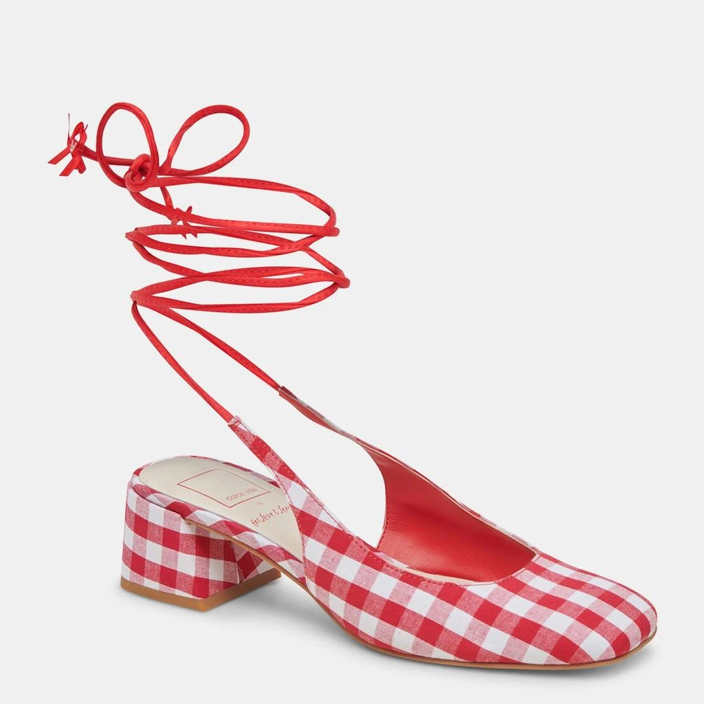 Dolce Vita Elodie Heels White Red Gingham 2