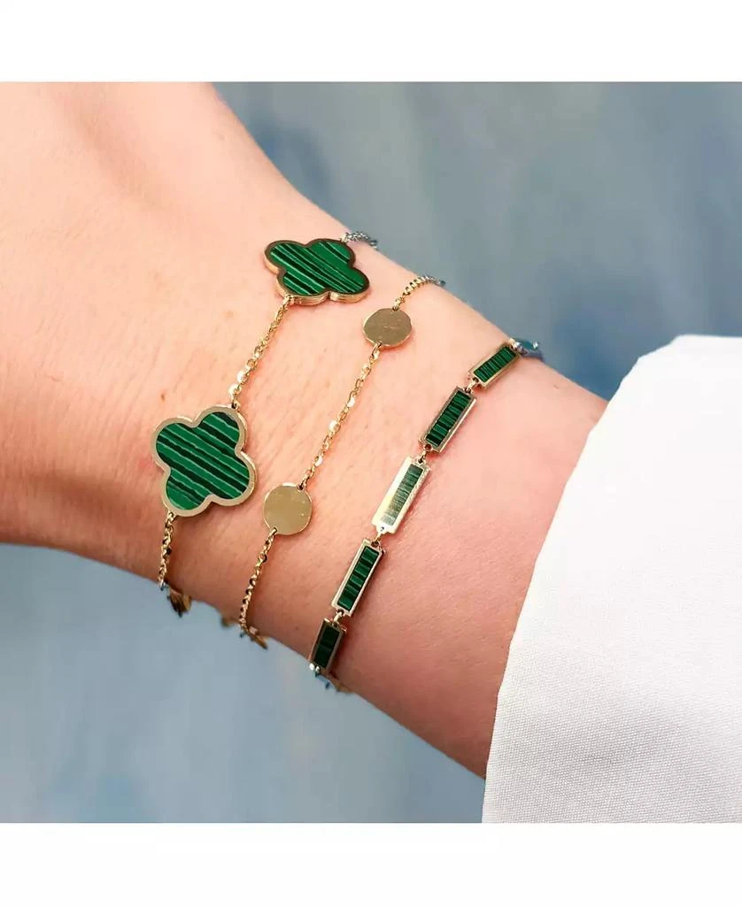 The Lovery Large Malachite Clover Bracelet 14K Gold 6