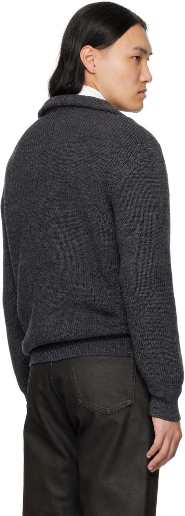 Drake's Gray Wool Quarter Zip Sweater 3