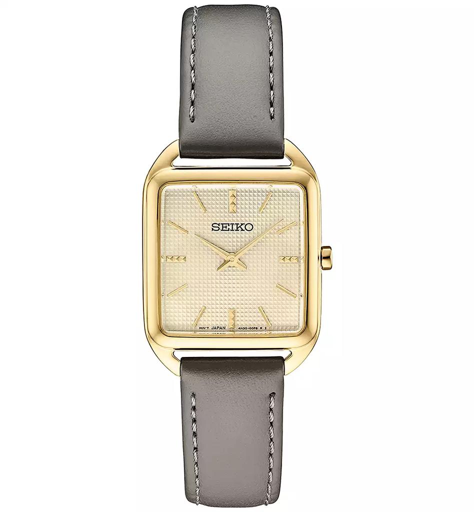 Seiko Women's Essentials Gray Leather Strap Watch 26mm x