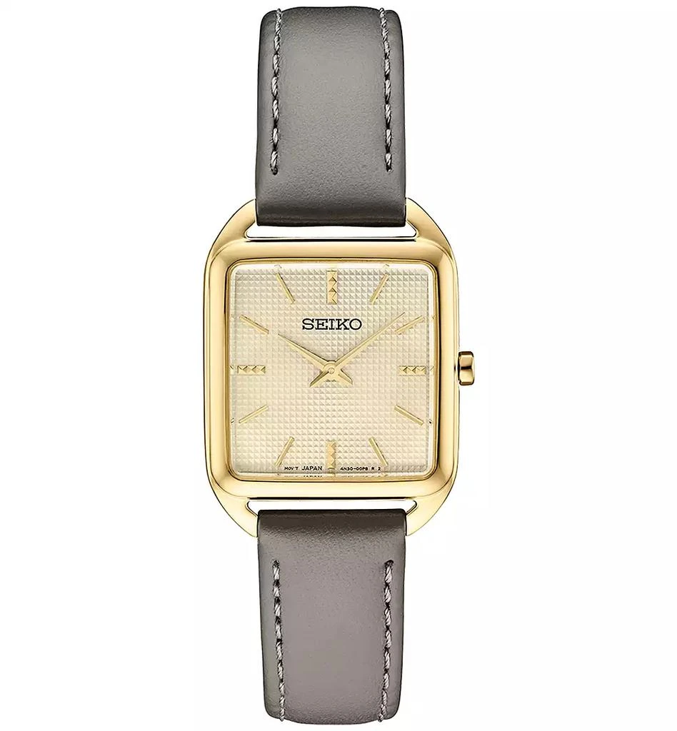 Seiko Women's Essentials Gray Leather Strap Watch 26mm x 35mm 1