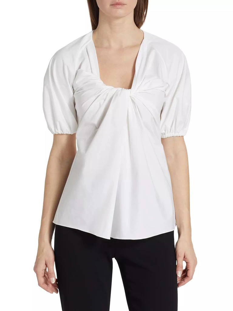 Rosetta Getty Twist-Front Puff-Sleeve Top 2