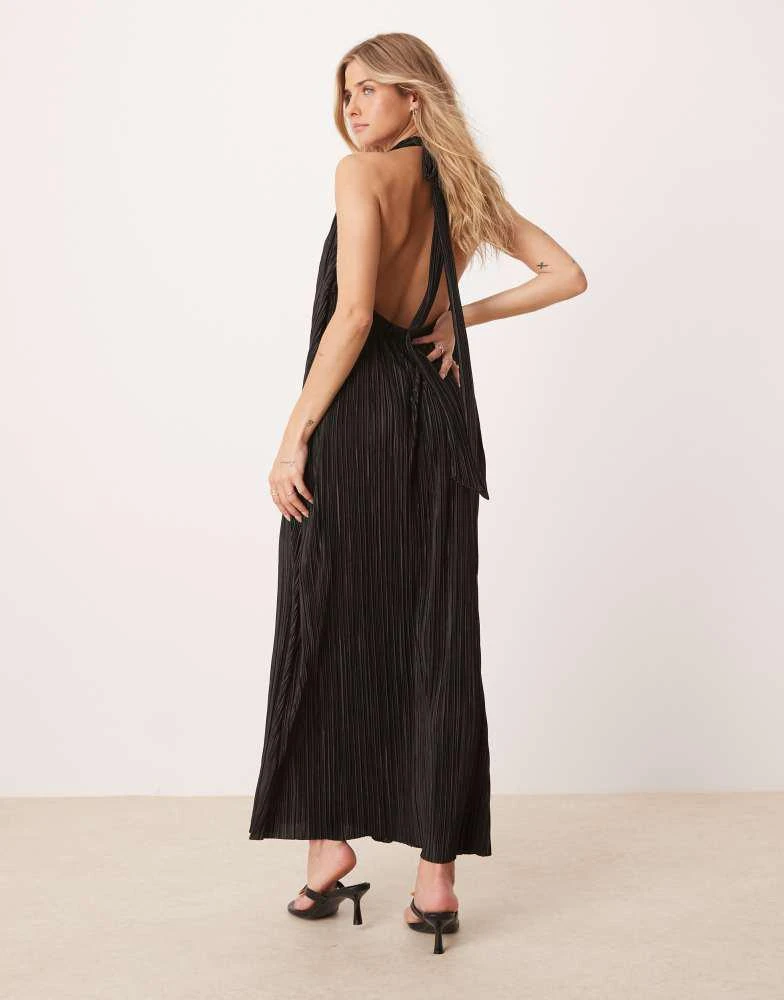 ASOS ASOS DESIGN plisse halter maxi dress in black 3