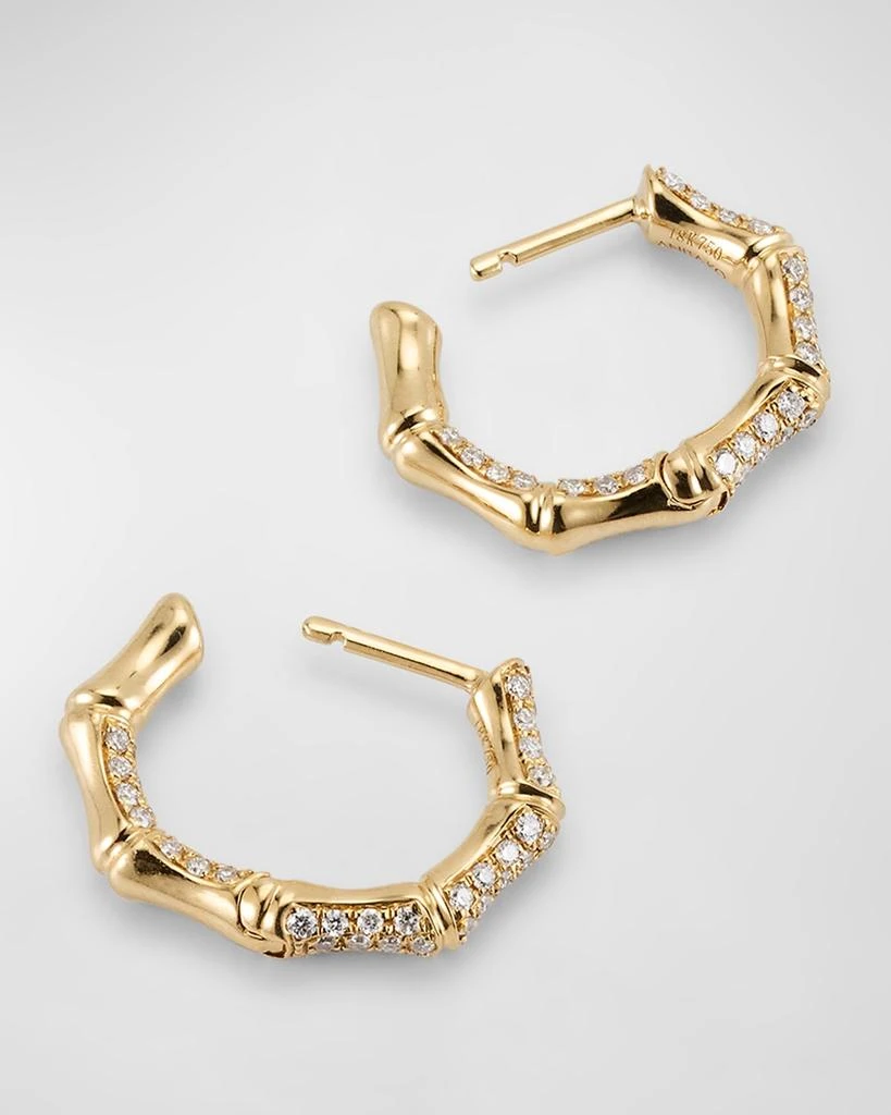 Anita Ko 18K Yellow Gold Diamond Bamboo Huggie Hoop Earrings 4