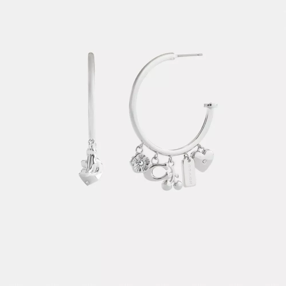 Coach Butterfly And Rexy Charm Hoop Earrings