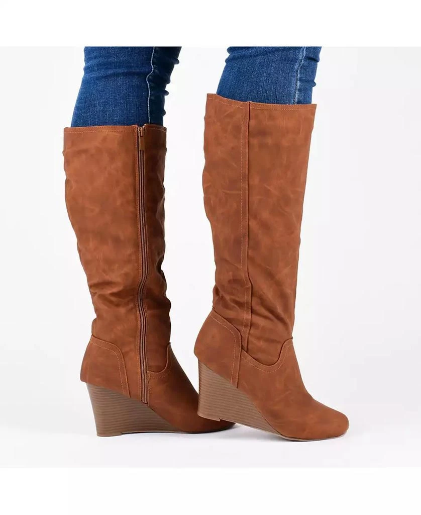 Journee Collection Women's Langly Wide Calf Knee High Wedge Boots 6
