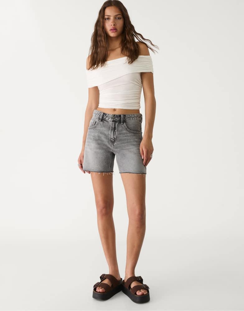 Stradivarius Stradivarius denim bermuda shorts in washed black