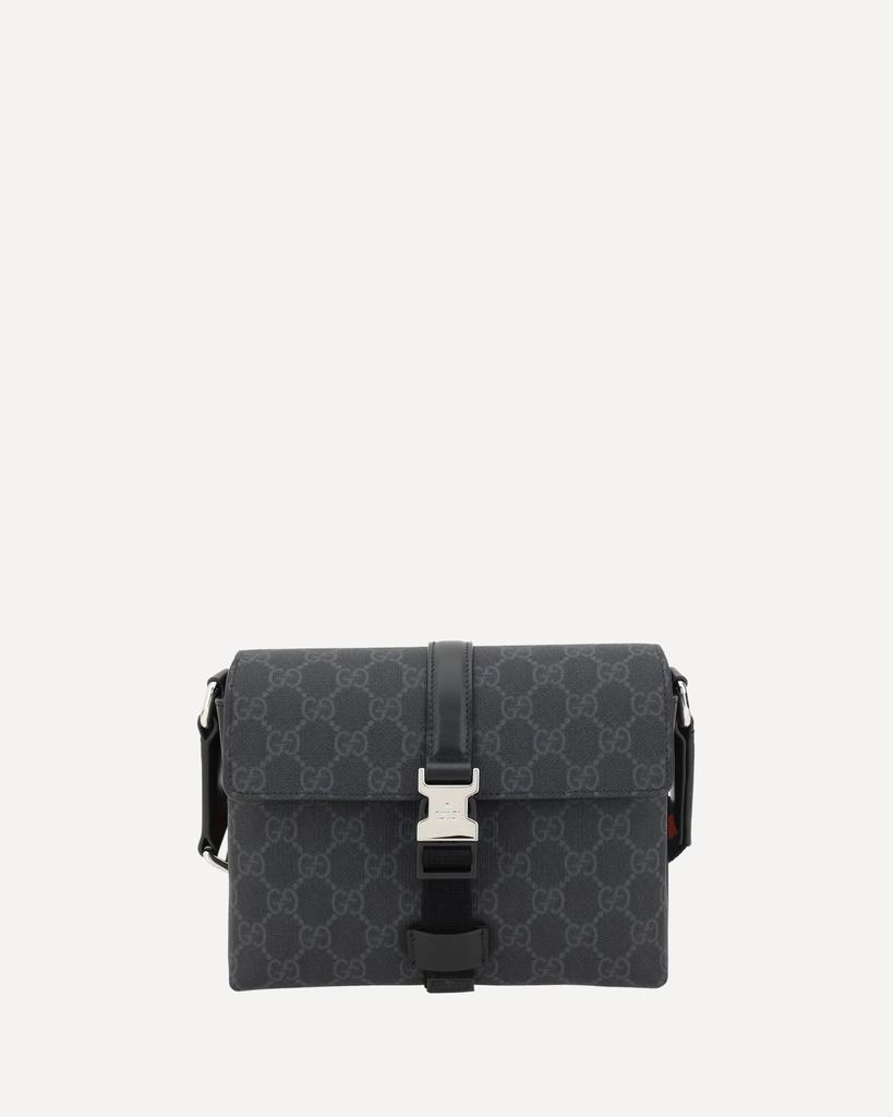 Gucci SHOULDER BAG WITH WEB DETAIL IN BEIGE AND EBONY GG