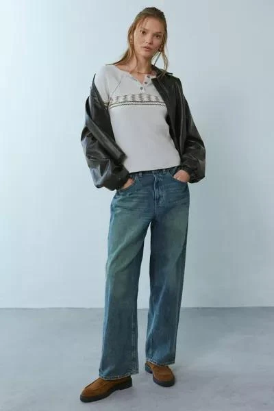 BDG BDG Josie Embroidered Thermal Long Sleeve Henley Tee 3