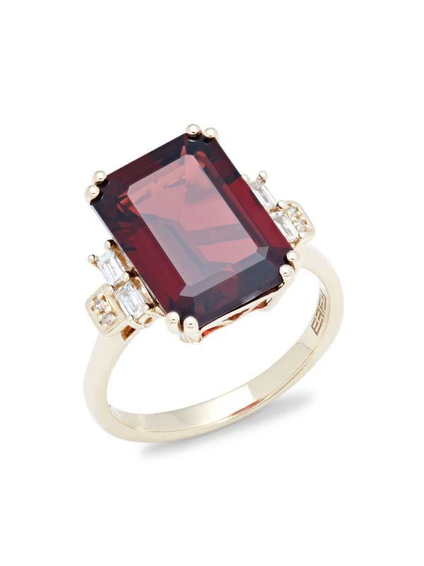 Effy 14K Yellow Gold, Garnet 
0.15 TCW Diamond Ring 1