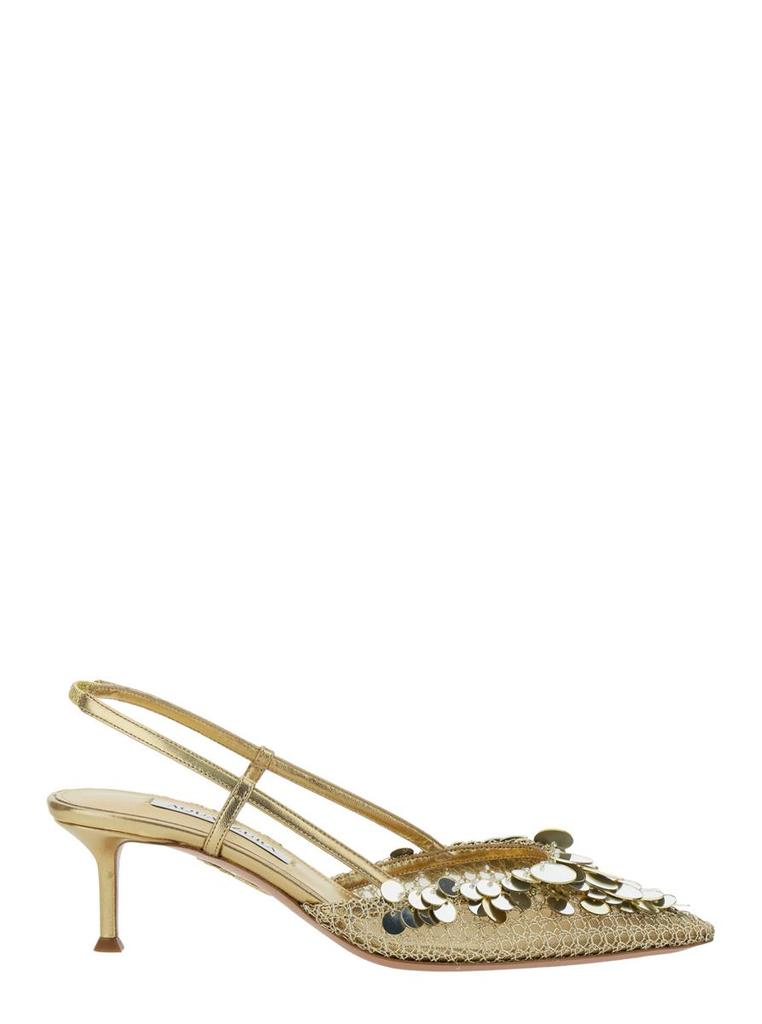 Aquazzura 'Can Can' Metallic Slingback Pumps Sequin Embellishments In Leather Woman