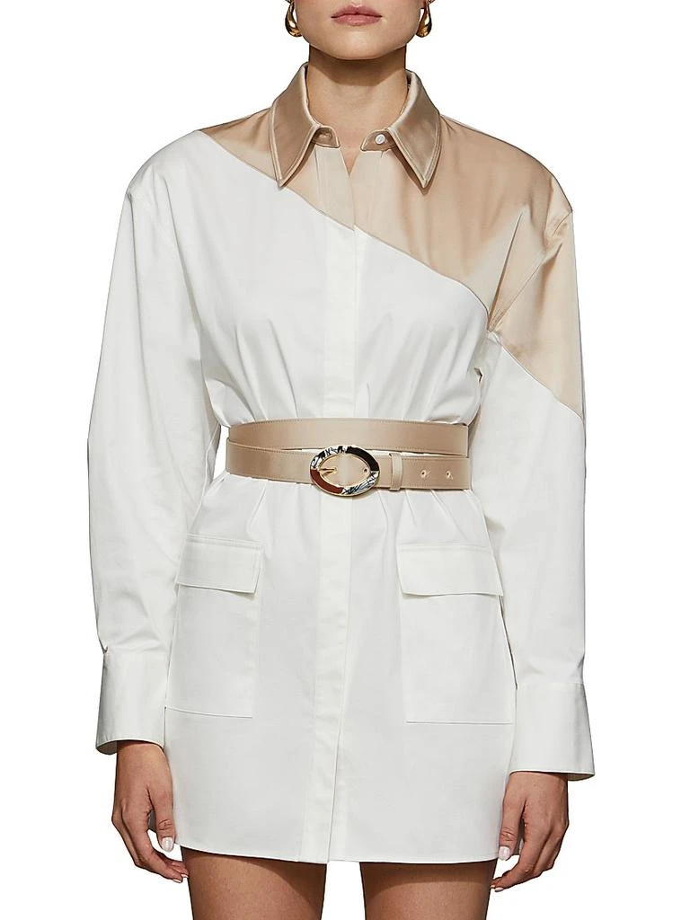 ET OCHS Halle Poplin & Satin Belted Shirt Dress 3