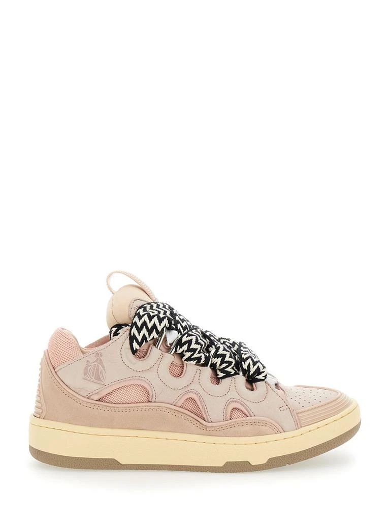 Lanvin 'Curb' Pink Sneakers With White And Black Laces In Leather Pink Unisex 1