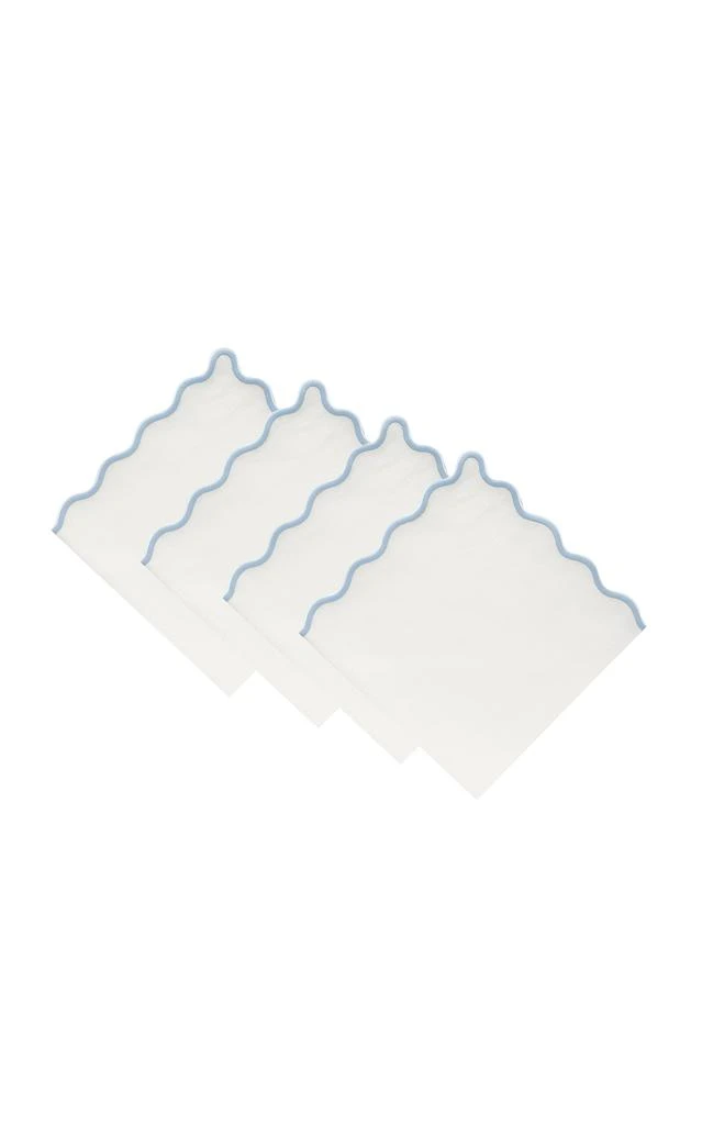 MoDA Moda Domus - Set-of-Four Handcrafted Linen Napkins - Blue - Moda Operandi 1