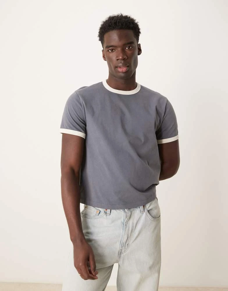 Abercrombie & Fitch Abercombie & Fitch shrunken ringer t-shirt in washed blue 1