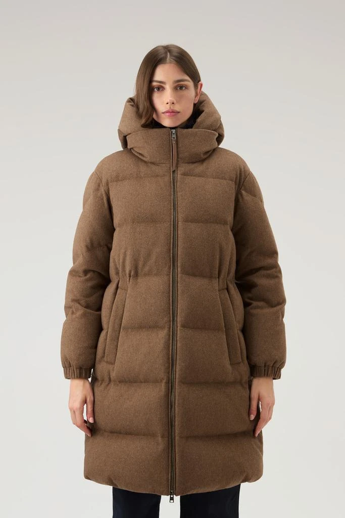 Woolrich Pure Virgin Wool Long Down Jacket Crafted with a Loro Piana Fabric - Women - Blue 1