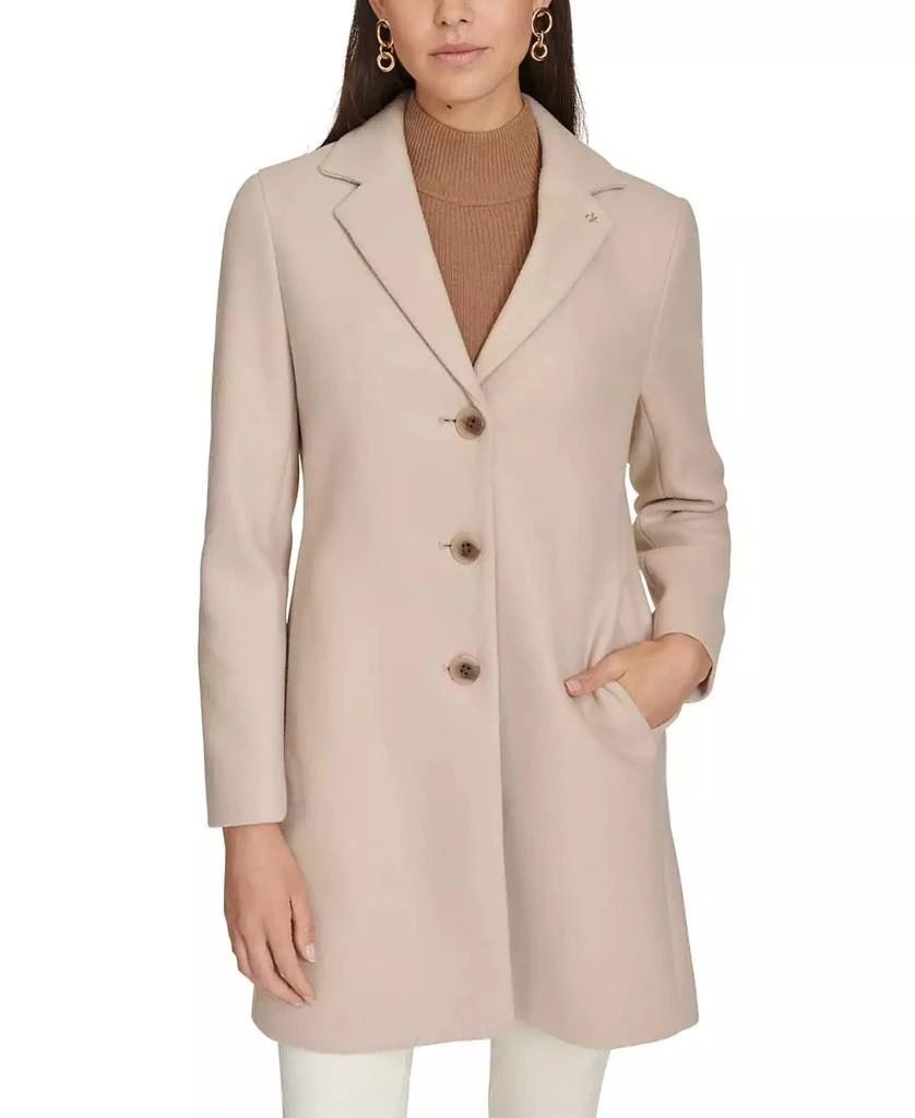 Calvin Klein Petite Notched-Collar Single-Breasted Coat 1