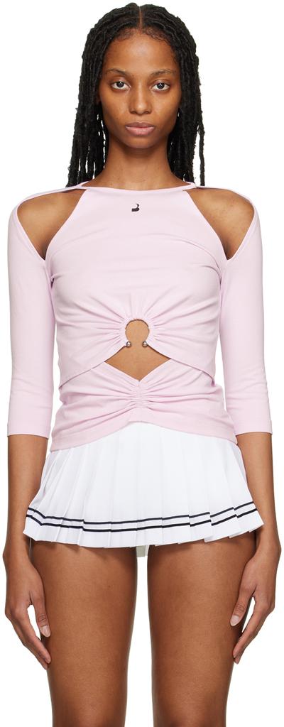 pushBUTTON Pink Cutout Long Sleeve T-Shirt