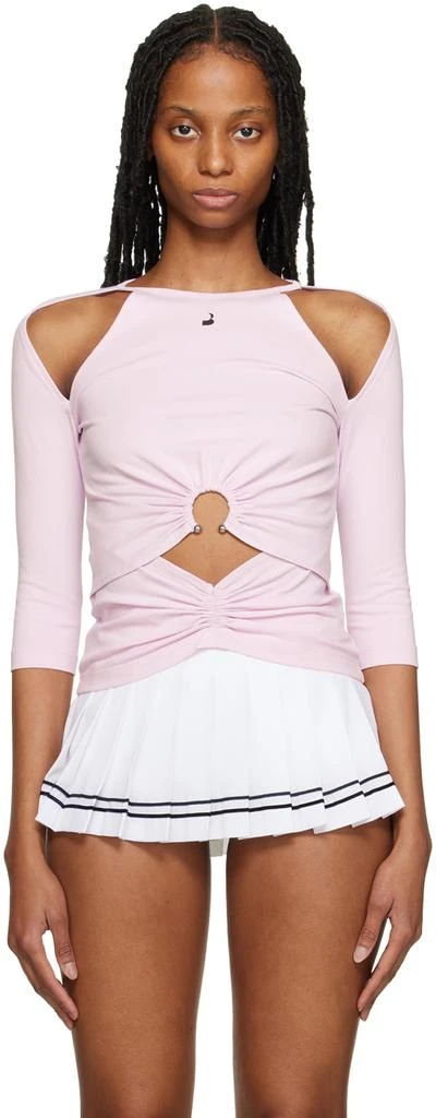 pushBUTTON Pink Cutout Long Sleeve T-Shirt 1