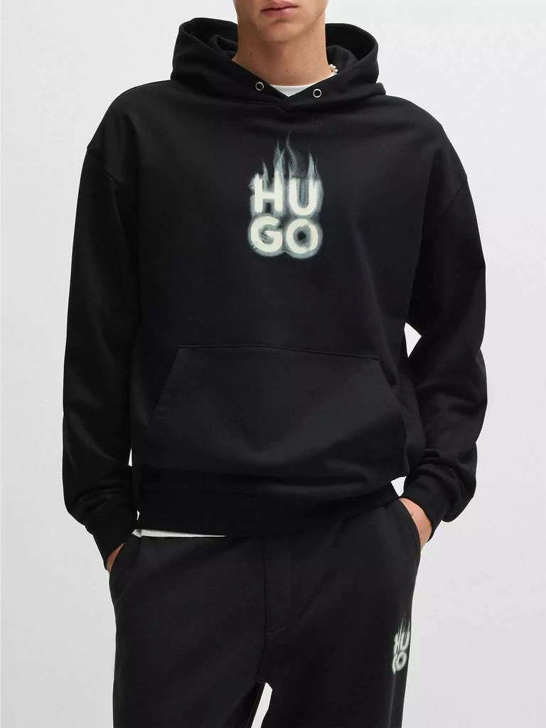 Hugo Boss Cotton-Terry Hoodie with Stacked Smoke Logo Print 3
