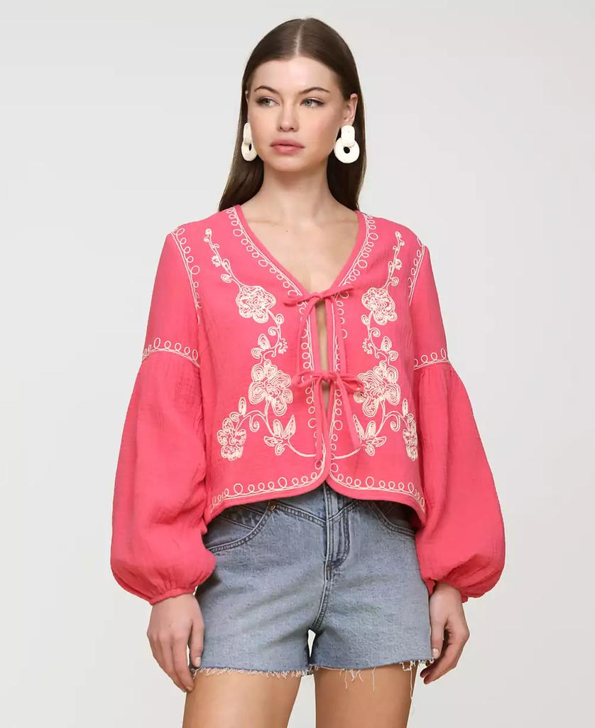Avec Les Filles Women's Embroidered Peplum Jacket