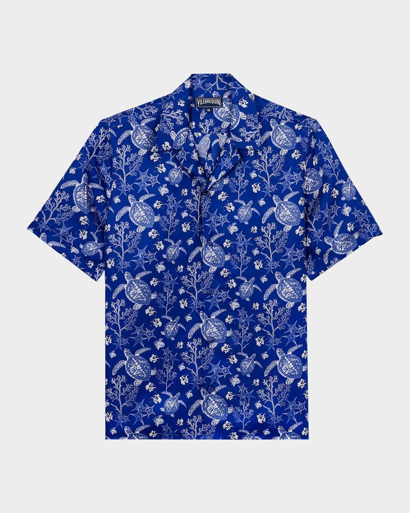 Vilebrequin Men's Silk X-Ray Turtles Bowling Shirt