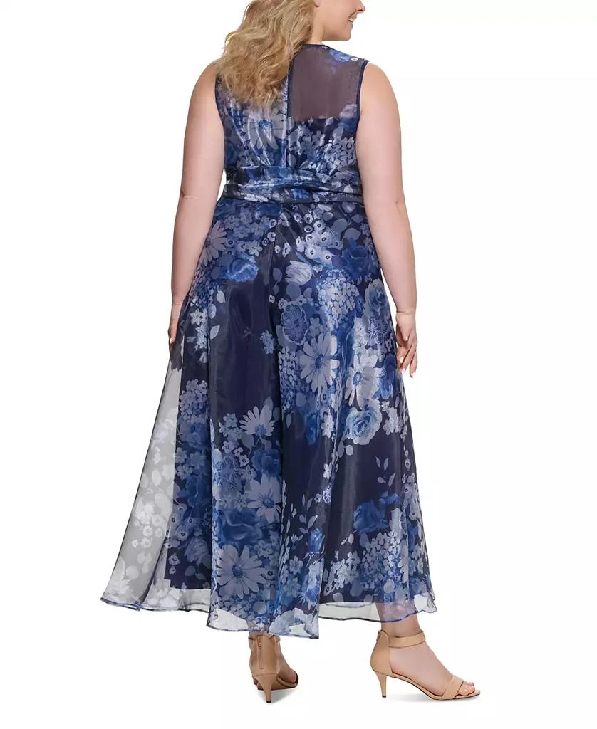 Eliza J Plus Size Printed Organza Wide-Leg Jumpsuit 2