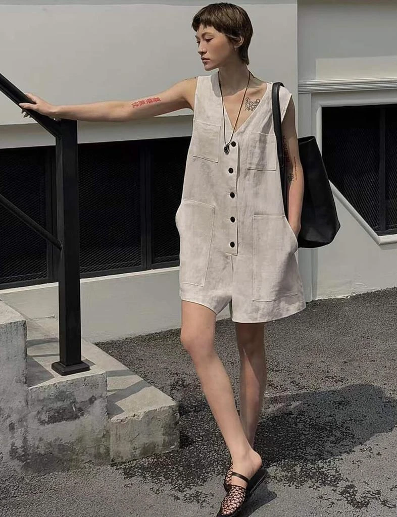 Pixie Market Linen Button Romper-PREORDER 6