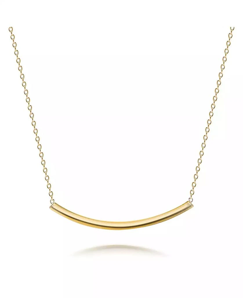 Bling Jewelry Minimalist Delicate Thin Sideways Horizontal Round Tube Curved Bar Slide Pendant Necklace Sterling Silver