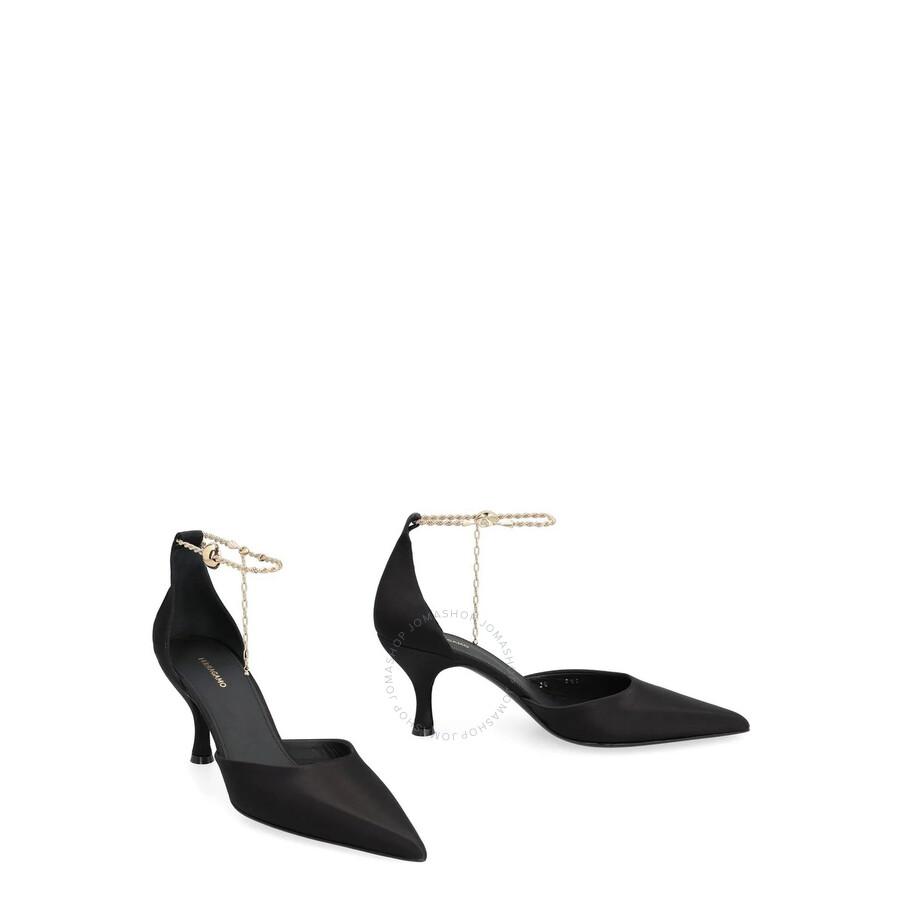 Salvatore Ferragamo Black Dana 70 Ankle Chain Pumps