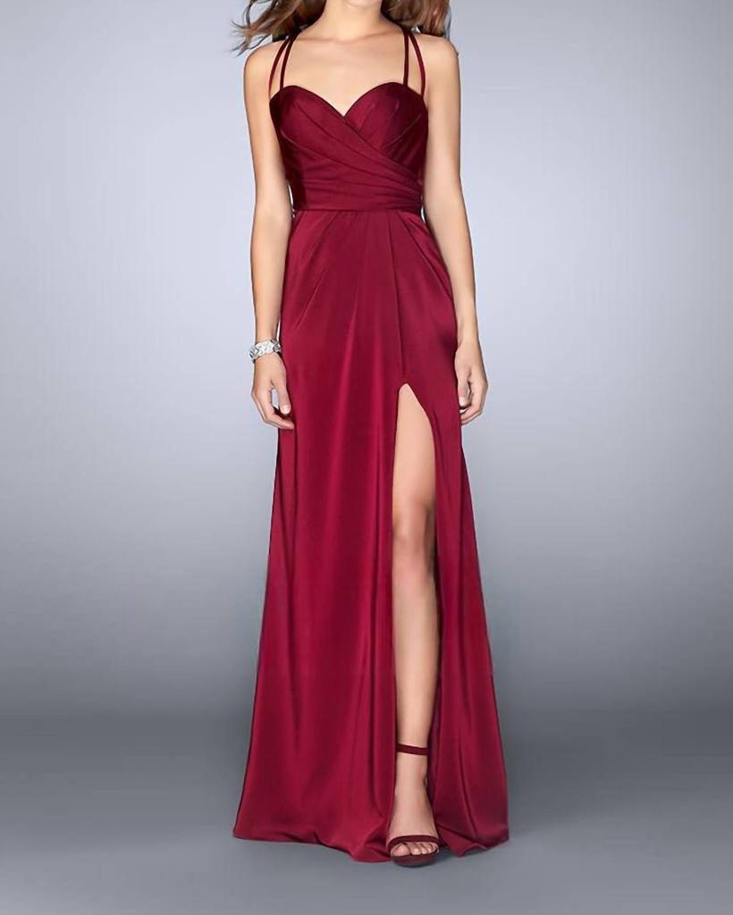 La Femme La Femme - GATHERED JERSEY DRESS WITH A SIDE SLIT