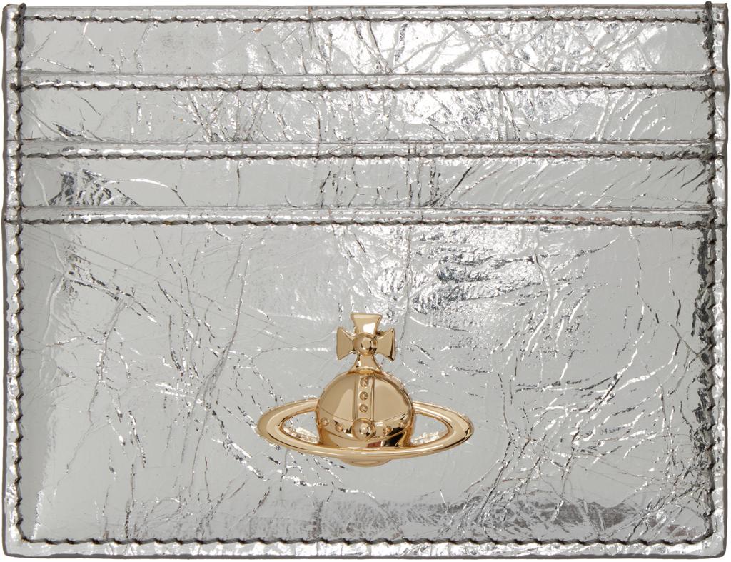 ★Vivienne Westwood★ Flap Card Holder Silver 5402000AWL00A7 Vivienne westwood Grain Leather Flap Card Holder Black