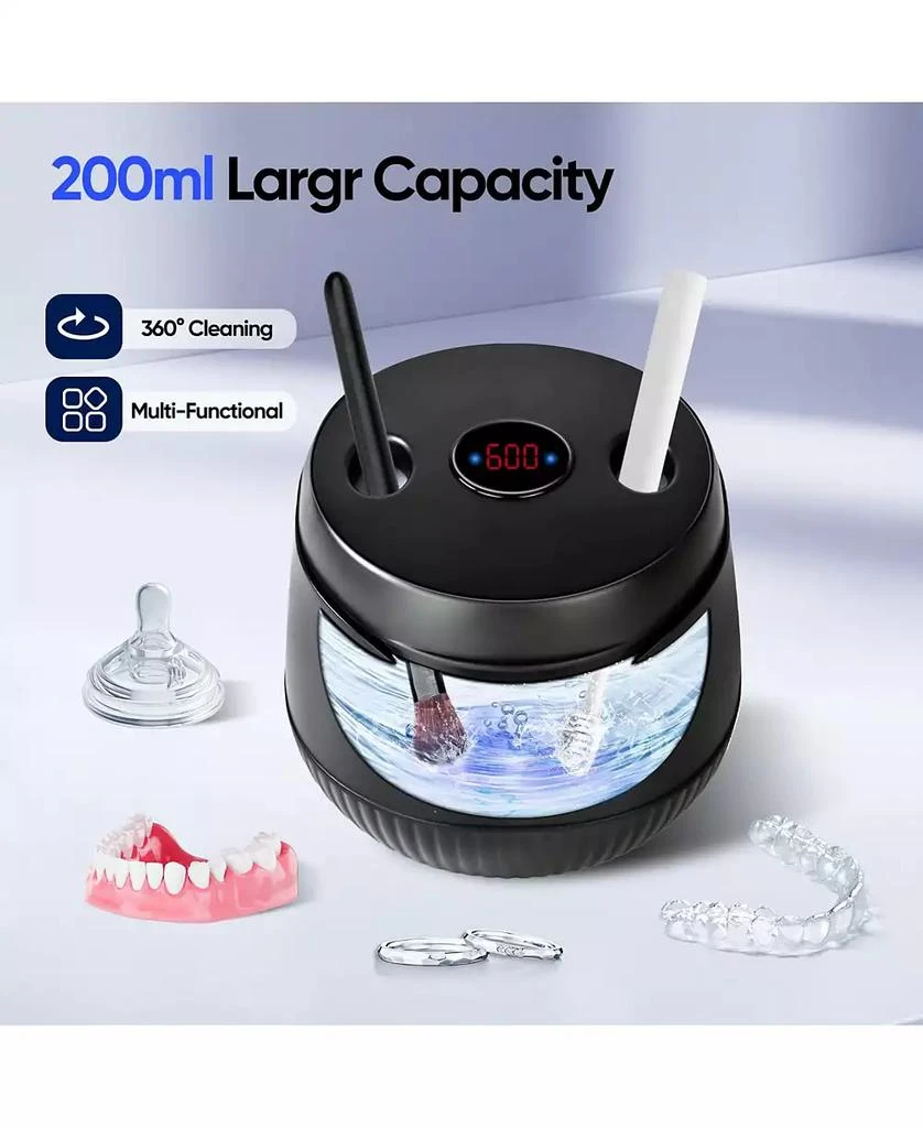 MySmile Ultrasonic Retainer Cleaner Machine, 200 mL, 45kHz with Digital Timer for Denture, Aligner, Braces, Mouthguard, 
Jewelry (Black) 7