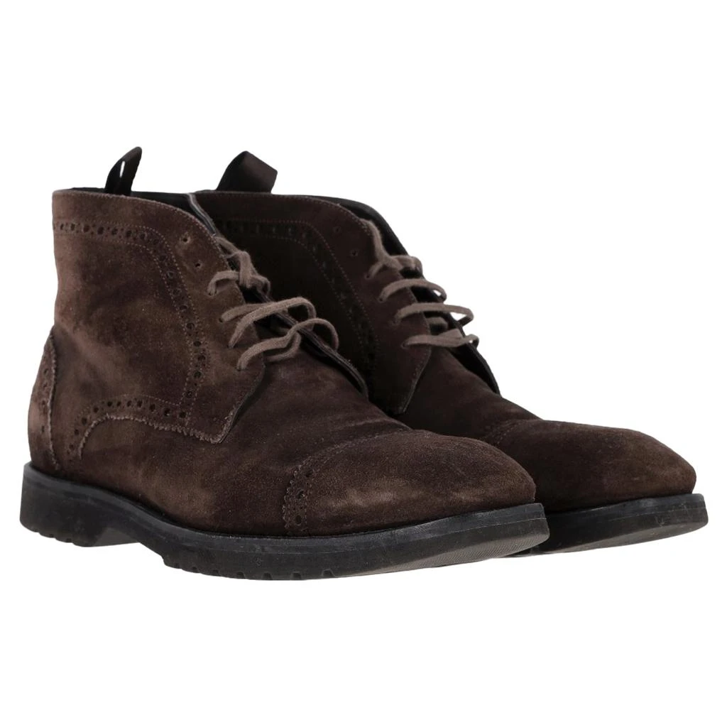 Tom Ford Laser Cut Lacer-Up Chukka Boots in Brown Suede 2
