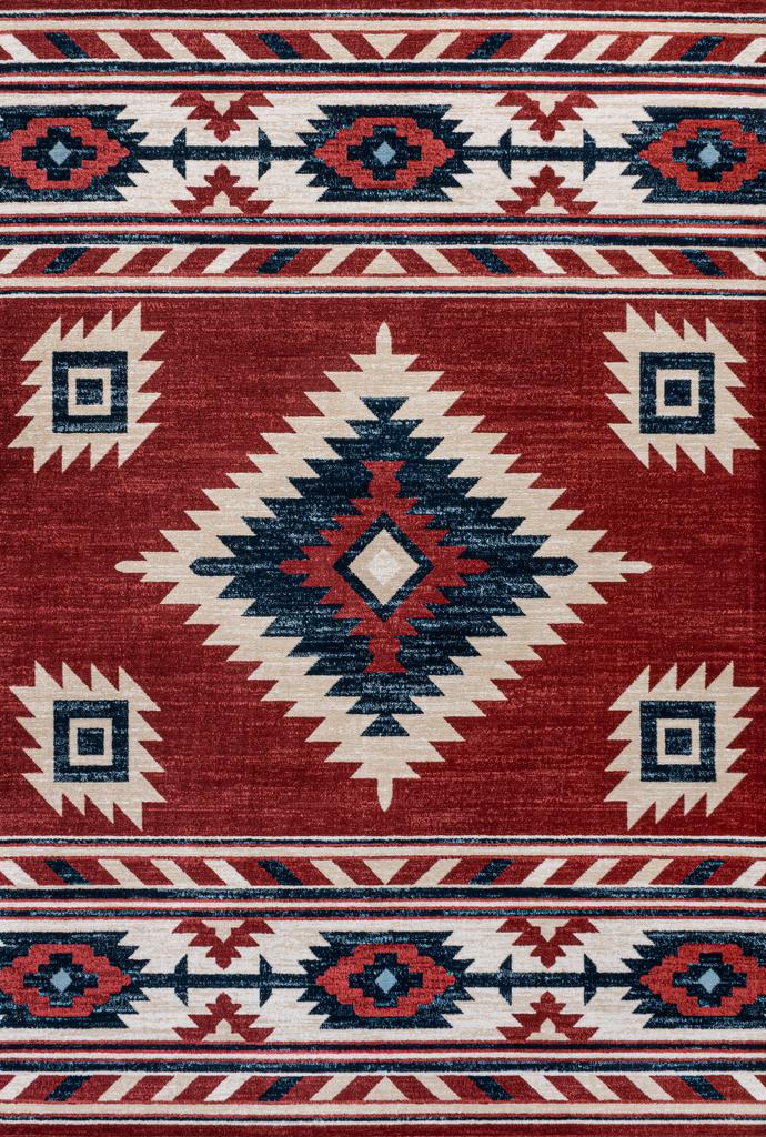 JONATHAN Y Serape Medallion Southwestern Red/Navy/Cream Area Rug