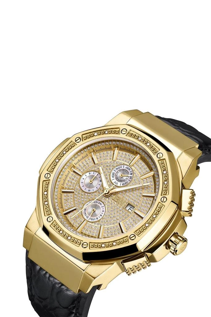 Jbw Men's Saxon Diamond Croc Embossed Leather Strap Watch, 48mm - 0.16 ctw 5